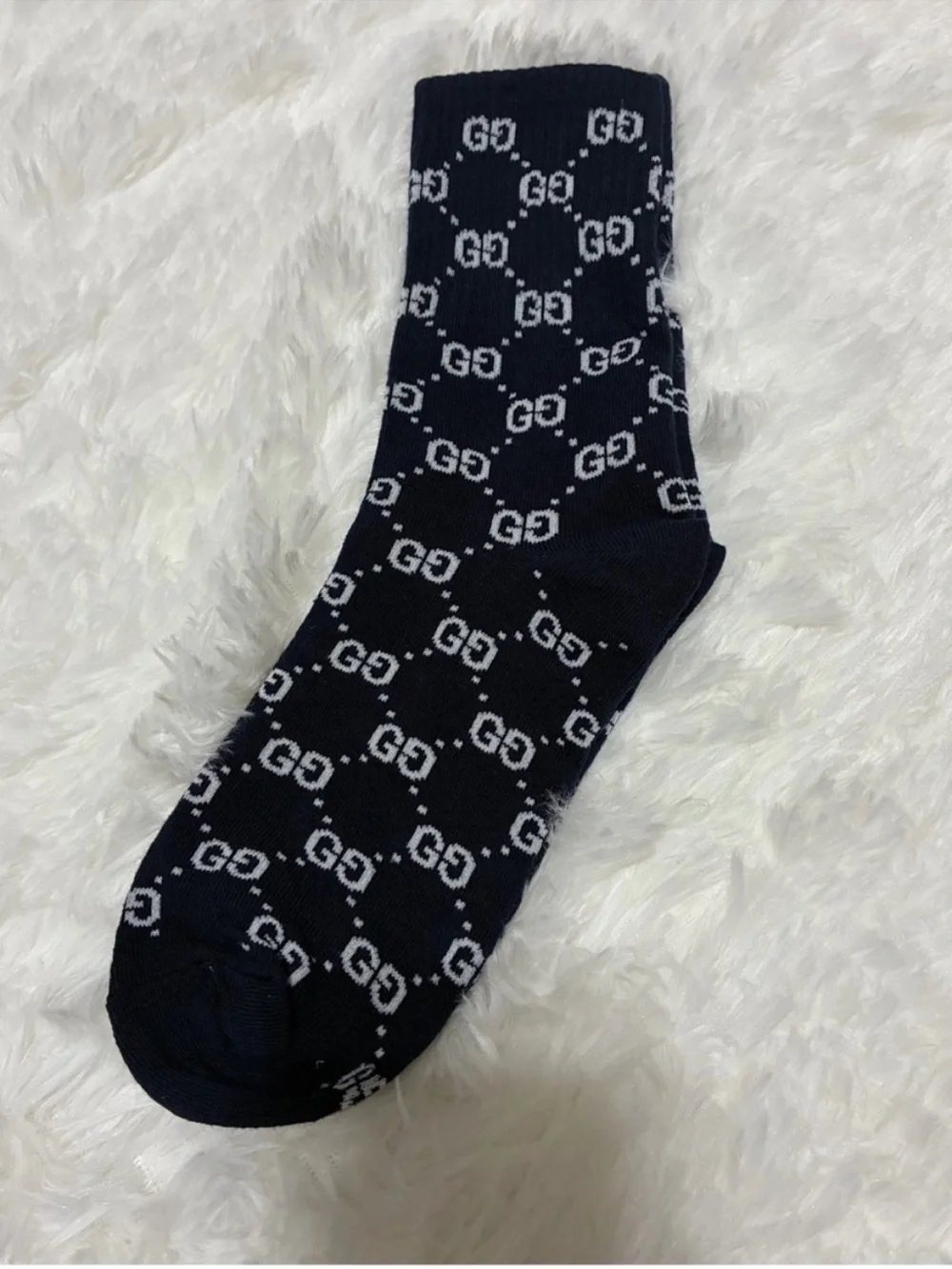 Gucci Blue GG Pattern Crew Socks